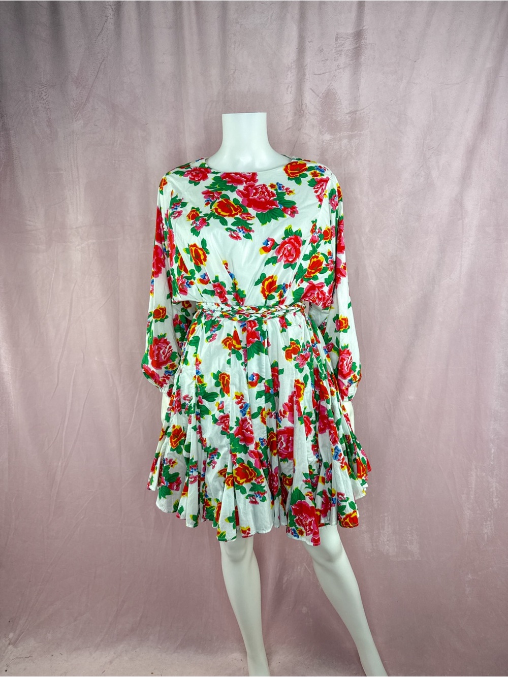 Rhode Resort Womens 100% Cotton White Floral Mini Dress Size Medium Ella Belted